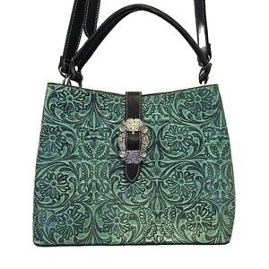 Trinity Ranch Concealed Carry Purse Turquoise Western Floral Tooled Leather